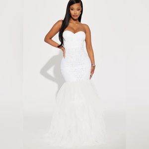 White mermaid prom dress